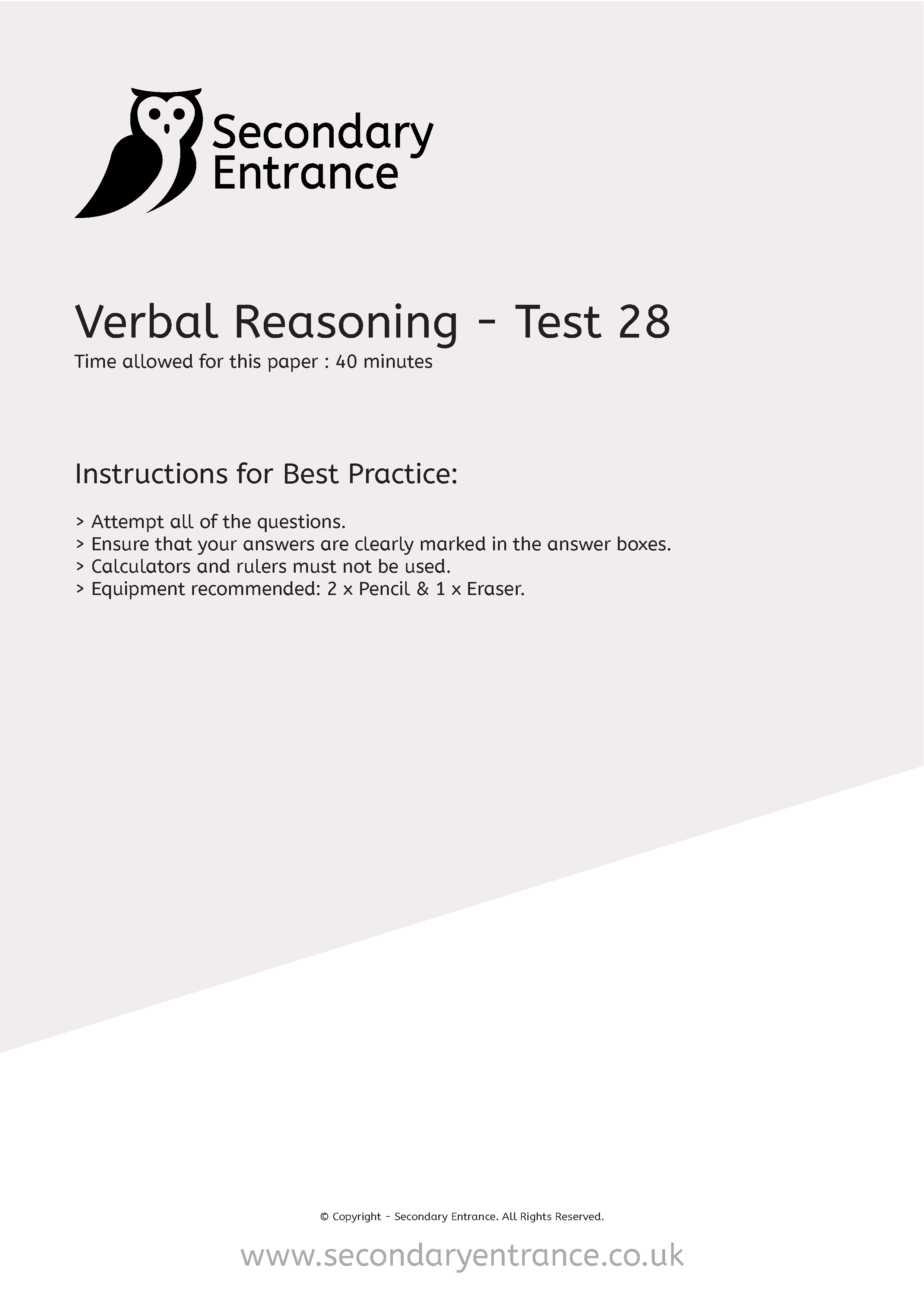 Verbal Reasoning Sample Papers for 11+ Exams